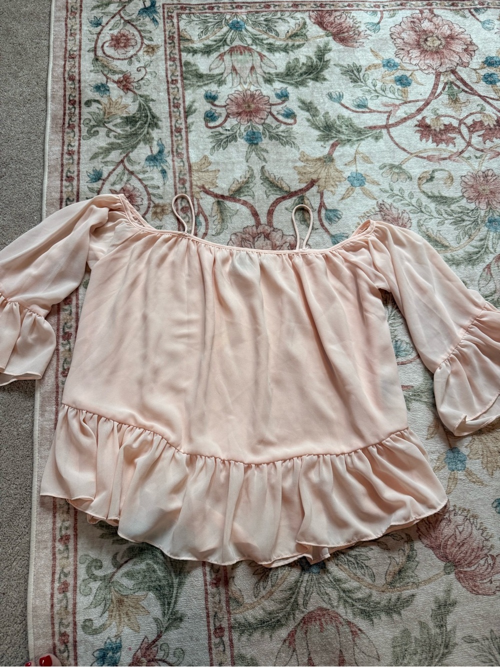 🌸 Cliché Blush Pink Off Shoulder Ruffle Top - Picture 4 of 4